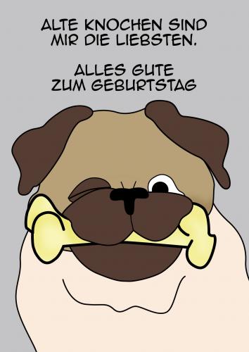 Cartoon: Geburtstagskarte (medium) by Sandra tagged mops,geburtstag,alter,ecard