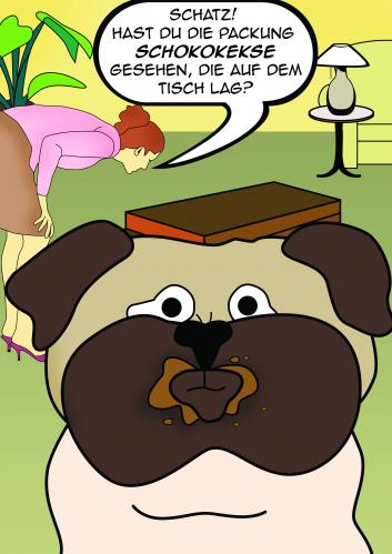 Cartoon: Verfressener Mops (medium) by Sandra tagged mops,hund,schokolade,poster