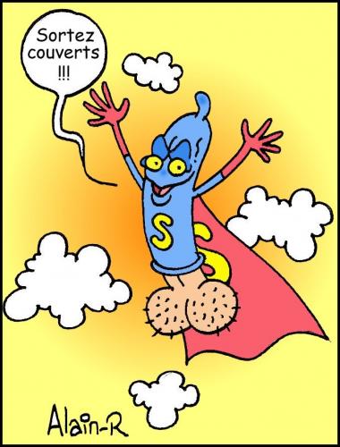 Cartoon: Merci Super Zizi... (medium) by Alain-R tagged sida,aids