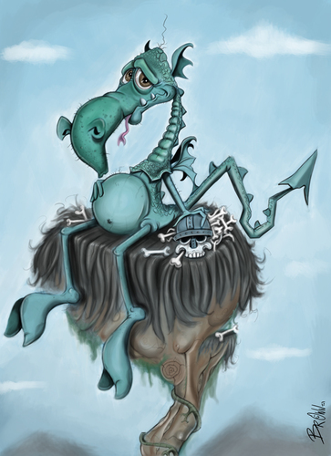 Cartoon: Dragon (medium) by tooned tagged cartoon,caricature,illustration