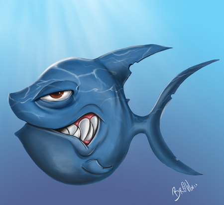 Cartoon: Sharky (medium) by tooned tagged cartoon,caricature,illustration