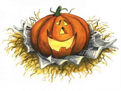 Cartoon: Zeitung - Newspaper (medium) by Abonaut tagged zeitung,kürbis,halloween,tageszeitung,tbm,papertown,abovalley