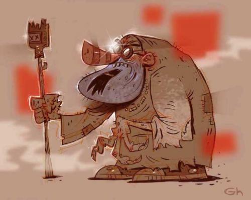 Cartoon: The Monk of Madness (medium) by Gordon Hammond tagged ogre