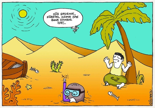 Cartoon: Global Warming (medium) by gultekinsavk tagged global,warming,ekological,balance,diver,desert,water