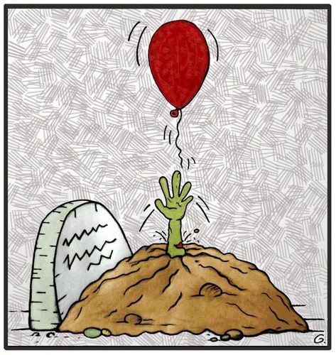 Cartoon: Pretty Zombie (medium) by gultekinsavk tagged balloon,catch,up,wake,zombie