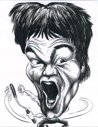 Cartoon: BRUCE LEE-THE LITTLE DRAGON (medium) by Tim Leatherbarrow tagged brucelee,caricature,kungfu,littledragon,jeetkunedo,nunchukas