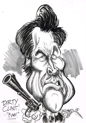 Cartoon: CLINT EASTWOOD (medium) by Tim Leatherbarrow tagged films,magnum,dirtyharry,clinteastwood