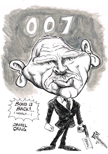 Cartoon: DANIEL CRAIG (medium) by Tim Leatherbarrow tagged skyfall,bond,james,craig,daniel,film