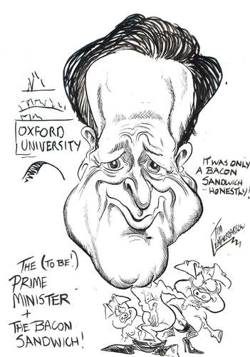 Cartoon: DAVID CAMERON - PRIME MINISTER (medium) by Tim Leatherbarrow tagged primeminister,davidcameron,conservative,oxforduniversity,timleatherbarrow