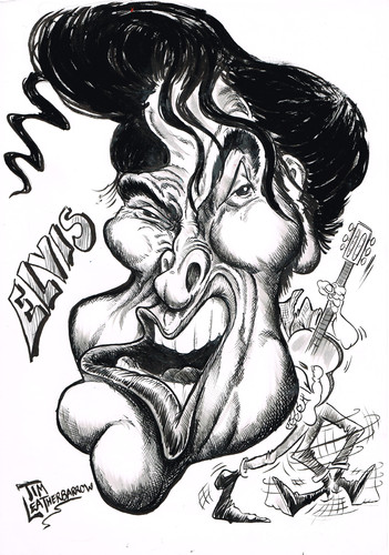 Cartoon: ELVIS (medium) by Tim Leatherbarrow tagged elvis,presley,rock,roll,music,theking
