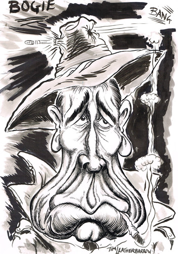 Cartoon: HUMPHREY BOGART (medium) by Tim Leatherbarrow tagged humphrey,bogart,films,mike,hammer