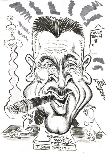 Cartoon: J.K. SIMMONS as J.JONAH JAMESON (medium) by Tim Leatherbarrow tagged jonah,jameson,spiderman,daily,bugle