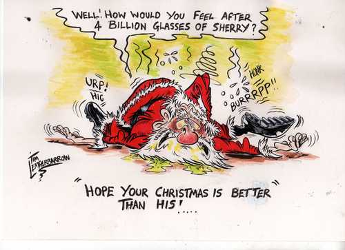 Cartoon: Merry x mas n stuff (medium) by Tim Leatherbarrow tagged chrstmas,santa,drink
