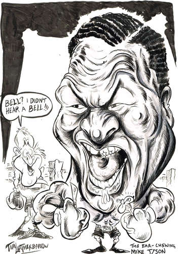 Cartoon: MIKE TYSON (medium) by Tim Leatherbarrow tagged miketyson,boxing,biting,ears