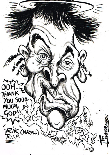 Cartoon: RIK MAYALL (medium) by Tim Leatherbarrow tagged youngones,blackadder,rikmayall,adeedmondson,bottom,filthyrichandcatflap,alternative,comedy,kevinturvey