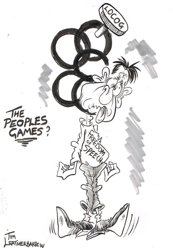 Cartoon: THE PEOPLES GAMES ????? (medium) by Tim Leatherbarrow tagged censorship,corporations,politics,games,olympics