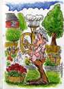 Cartoon: THE SPIT VALVE (small) by Tim Leatherbarrow tagged brass,band,spit,valve,garden,gardening