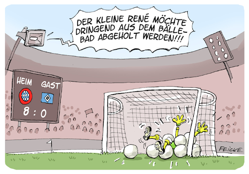 Cartoon: Adler in Not (medium) by FEICKE tagged rene,adler,hsv,hamburg,sportverein,bayer,münchen,tor,fußball,fussball,bundesliga,rekord,sieg,niederlage,ikea,ball,bälle,rene,adler,hsv,hamburg,sportverein,bayer,münchen,tor,fußball,fussball,bundesliga,rekord,sieg,niederlage,ikea,ball,bälle