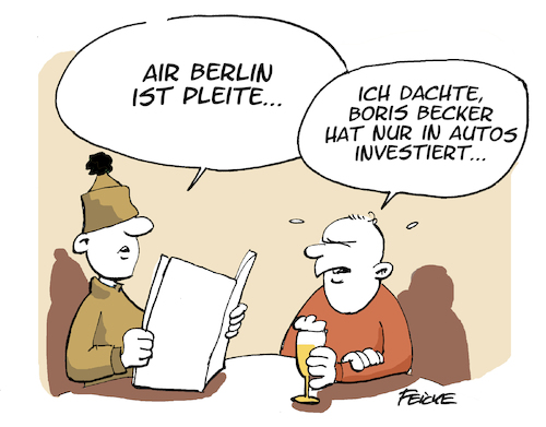 Cartoon: Air Berlin pleite (medium) by FEICKE tagged air,berlin,pleite,insolvent,boris,bescker,air,berlin,pleite,insolvent,boris,bescker