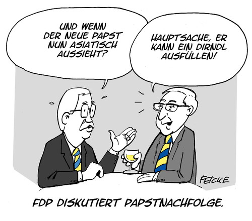 Cartoon: Altherrenwitz (medium) by FEICKE tagged fdp,hessen,hahn,brüderle,rösler,zitat,papst,papstnachfolge,kirche,katholizismus,feicke,fdp,hessen,hahn,brüderle,rösler,zitat,papst,papstnachfolge,kirche,katholizismus,feicke