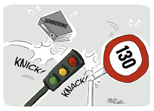 Cartoon: Ampel-knick-knack (medium) by FEICKE tagged sondierung,bundestag,wahl,spd,grüne,liberale,fdp,tempolimit,ampel,koalition,umwelt,klima,sondierung,bundestag,wahl,spd,grüne,liberale,fdp,tempolimit,ampel,koalition,umwelt,klima