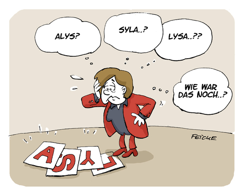 Cartoon: Asyl - was war da noch? (medium) by FEICKE tagged merkel,bundesregierung,kanzler,berlin,asyl,recht,grundgesetz,verfassung,grundrecht,flüchtling,merkel,bundesregierung,kanzler,berlin,asyl,recht,grundgesetz,verfassung,grundrecht,flüchtling