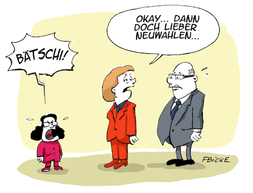 Cartoon: Bätschi (medium) by FEICKE tagged spd,sozialdemokrat,partei,nahles,merkel,altmaier,cdu,koalition,groko,bätschi,zitat,spd,sozialdemokrat,partei,nahles,merkel,altmaier,cdu,koalition,groko,bätschi,zitat