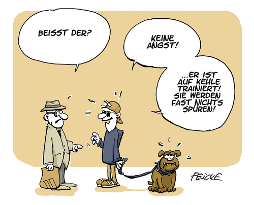 Cartoon: Beisst er (medium) by FEICKE tagged hund,beissen,biss,kill,dog,dogge,leine,hund,beissen,biss,kill,dog,dogge,leine
