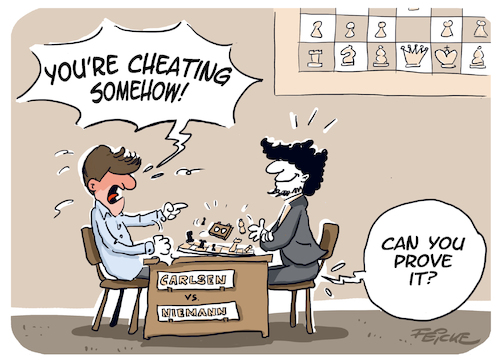 Carlsen vs Niemann english By FEICKE | Sports Cartoon | TOONPOOL