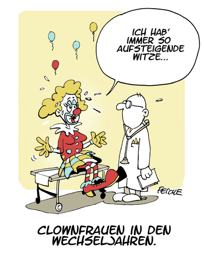 Cartoon: Clownfrau (medium) by FEICKE tagged clown,frau,hitze,witz,witze,arzt,frauenarzt,klimakterium,wechseljahre,aufsteigende,feicke,clown,frau,hitze,witz,witze,arzt,frauenarzt,klimakterium,wechseljahre,aufsteigende,feicke