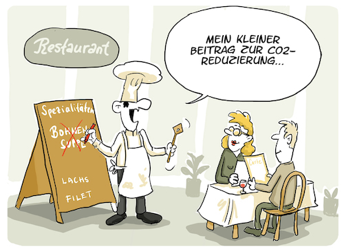 Cartoon: CO2 Reduzierung (medium) by FEICKE tagged restaurant,co2,klima,umweltschutz,abgase,flatulenz,restaurant,co2,klima,umweltschutz,abgase,flatulenz