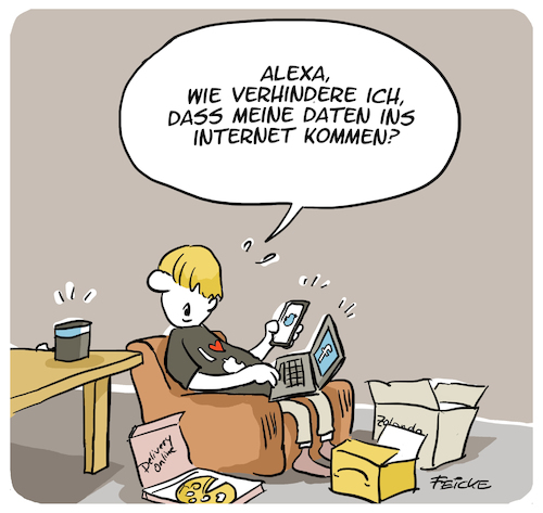 Cartoon: Datenmissbrauch (medium) by FEICKE tagged amazon,zalando,facebook,apple,google,alexa,daten,datenschutz,missbrauch,amazon,zalando,facebook,apple,google,alexa,daten,datenschutz,missbrauch