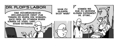 Cartoon: Dr. Flops Labor - Regenhuhn (medium) by FEICKE tagged dr,flop,stone,wissenschaftler,wissenschaft,serie,labor,forscher,regen,huhn,gefluegel,ertrinken,versuch,experimentingel