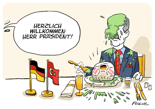 Cartoon: Erdogan beim Staatsbankett (medium) by FEICKE tagged erdogan,türkei,steinmeier,deutschland,staatsempfang,bankett,essen,fuß,fussball,euro,2024,europameisterschaft,uefa,erdogan,türkei,steinmeier,deutschland,staatsempfang,bankett,essen,fuß,fussball,euro,2024,europameisterschaft,uefa