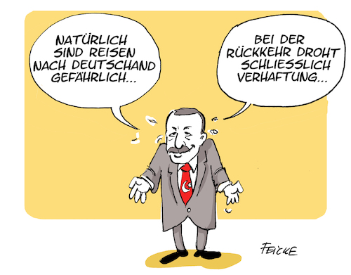 Cartoon: Erdogans Reisewarnung (medium) by FEICKE tagged erdogan,türkei,deutschland,reise,warnung,erdogan,türkei,deutschland,reise,warnung