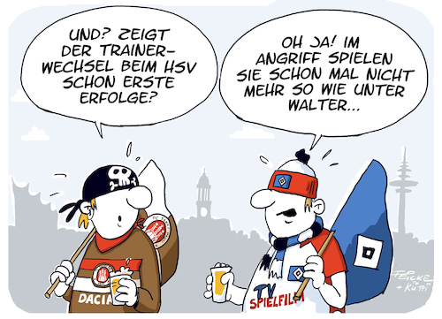 Cartoon: Erfolg durch trainerwechsel (medium) by FEICKE tagged fcsp,hamburg,hsv,hamburger,sv,bundesliga,dfl,dfb,fussball,meisterschaft,fcsp,hamburg,hsv,hamburger,sv,bundesliga,dfl,dfb,fussball,meisterschaft