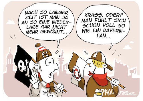 Cartoon: FCSP Bayernfangefühl (medium) by FEICKE tagged fcsp,hamburg,fc,st,pauli,bundesliga,dfb,pokal,bayern,niederlage,fussball,fußball,fcsp,hamburg,fc,st,pauli,bundesliga,dfb,pokal,bayern,niederlage,fussball,fußball