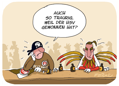 Cartoon: FCSP Und Lord of the lost (medium) by FEICKE tagged hsv,fcsp,hamburg,sportverein,bundesliga,dfb,dfl,aufstieg,lord,of,the,lost,esc,eurovision,hsv,fcsp,hamburg,sportverein,bundesliga,dfb,dfl,aufstieg,lord,of,the,lost,esc,eurovision