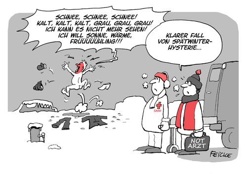 Cartoon: Frühling wann kommst du? (medium) by FEICKE tagged hysterie,psychiatrie,arzt,rettungswagen,notarzt,brrr,sehen,mehr,nicht,es,kann,ich,frühlingsanfang,jahreszeit,schnee,grau,kalt,lang,frühling,winetr,winetr,frühling,lang,kalt,grau,schnee,jahreszeit,frühlingsanfang,ich,kann,es,nicht,mehr,sehen,brrr,notarzt,rettungswagen,arzt,psychiatrie,hysterie