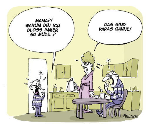 Cartoon: Genetik (medium) by FEICKE tagged gen,genetik,forschung,familie,kind,mutter,vater,müde,schlaf,gen,genetik,forschung,familie,kind,mutter,vater,müde,schlaf