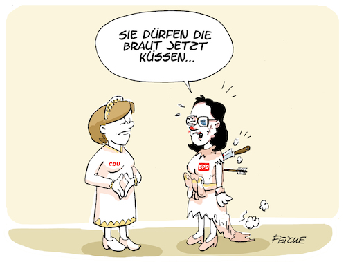 Cartoon: Grokobraut (medium) by FEICKE tagged groko,spd,cdu,merkel,nahles,große,koalition,bundestag,regierung,groko,spd,cdu,merkel,nahles,große,koalition,bundestag,regierung