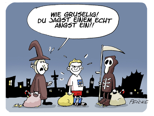 Cartoon: Gruselverkleidung (medium) by FEICKE tagged bundesliga,hsv,hamburger,sportverein,niederlage,tabelle,abstiegskampf,halloween,helloween,bundesliga,hsv,hamburger,sportverein,niederlage,tabelle,abstiegskampf,halloween,helloween