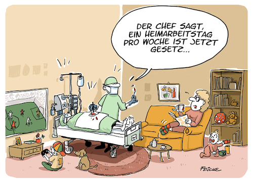 Cartoon: Heimarbeit (medium) by FEICKE tagged heimarbeit,gesetz,arbeit,arbeitsplatz,angestellte,heim,familie,privat,worklife,heimarbeit,gesetz,arbeit,arbeitsplatz,angestellte,heim,familie,privat,worklife