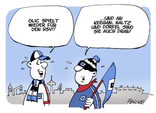 Cartoon: HSV Olic Comeback (medium) by FEICKE tagged hamburg,hamburger,sportverein,hsv,olic,fussball,bundesliga,feicke,comeback,saison,hamburg,hamburger,sportverein,hsv,olic,fussball,bundesliga,feicke,comeback,saison