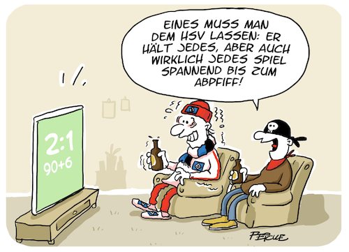 Cartoon: HSV Spannend bis zuletzt (medium) by FEICKE tagged hamburg,sv,hsv,letzte,minute,spannung,sportverein,sandhausen,bundesliga,zweite,hamburg,sv,hsv,letzte,minute,spannung,sportverein,sandhausen,bundesliga,zweite