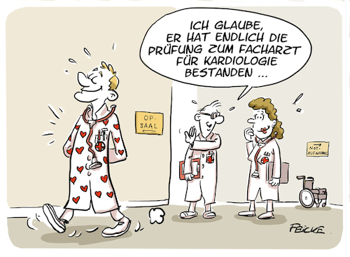 Cartoon: Kardiologe (medium) by FEICKE tagged arzt,facharzt,medizin,kardiologie,herz,arzt,facharzt,medizin,kardiologie,herz