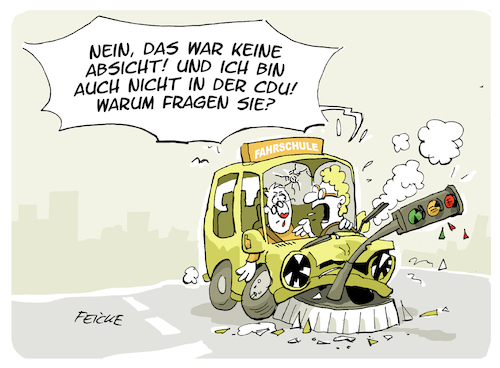 Cartoon: Keine Absicht (medium) by FEICKE tagged cdu,fahrschule,laschet,grüne,sondierung,ampel,koalition,spd,fdp,liberale,sozial,demokratie,politiker,wahl,regierung,verhandlung,cdu,fahrschule,laschet,grüne,sondierung,ampel,koalition,spd,fdp,liberale,sozial,demokratie,politiker,wahl,regierung,verhandlung