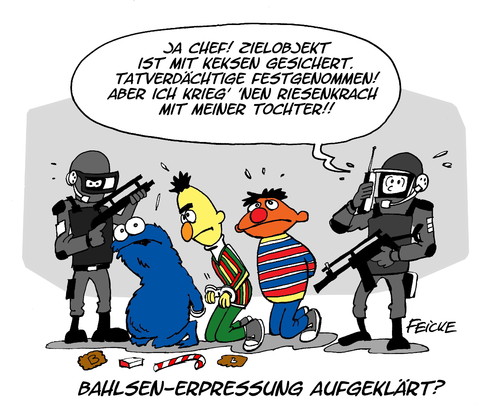 Cartoon: Keksterrorzelle (medium) by FEICKE tagged bahlsen,keks,erpressung,diebstahl,firmenkeks,symbol,sesamstrasse,ernie,bert,krümelmonster,klauen,riesenkeks,bahlsen,keks,erpressung,diebstahl,firmenkeks,symbol,sesamstrasse,ernie,bert,krümelmonster,klauen,riesenkeks