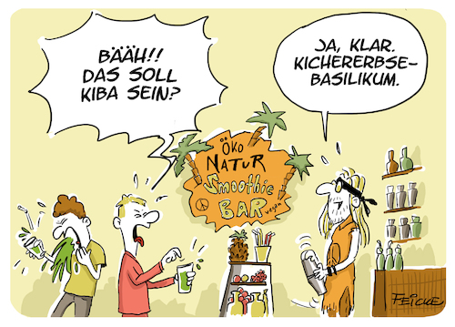 Cartoon: KiBA (medium) by FEICKE tagged trend,umwelt,öko,smoothie,lifestyle,vegan,ernährung,gesund,trend,umwelt,öko,smoothie,lifestyle,vegan,ernährung,gesund