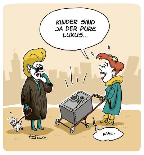 Cartoon: Kinder sind Luxus (medium) by FEICKE tagged luxus,kind,familie,eltern,status,reich,arm,risiko